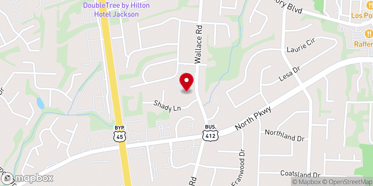 Map showing location of Woodland Baptist Church
