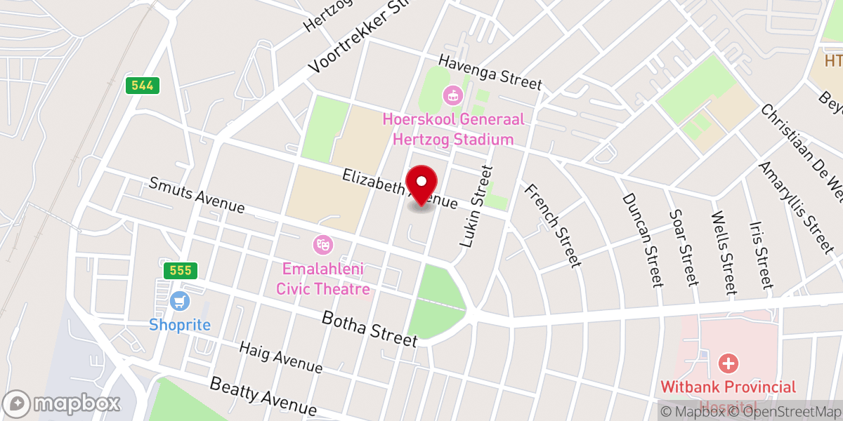 Map showing location of diocese of witbank youth ministry