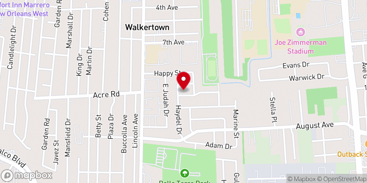 Map showing location of Second Highway Baptist Church