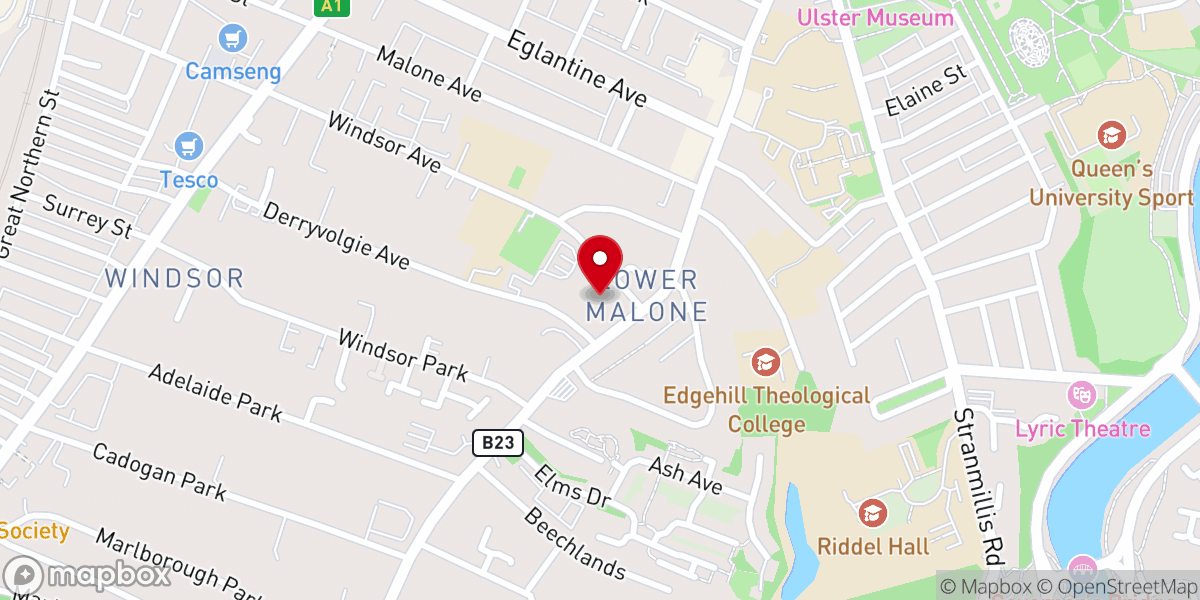 Map showing location of St Brigid's Church, Derryvolgie
