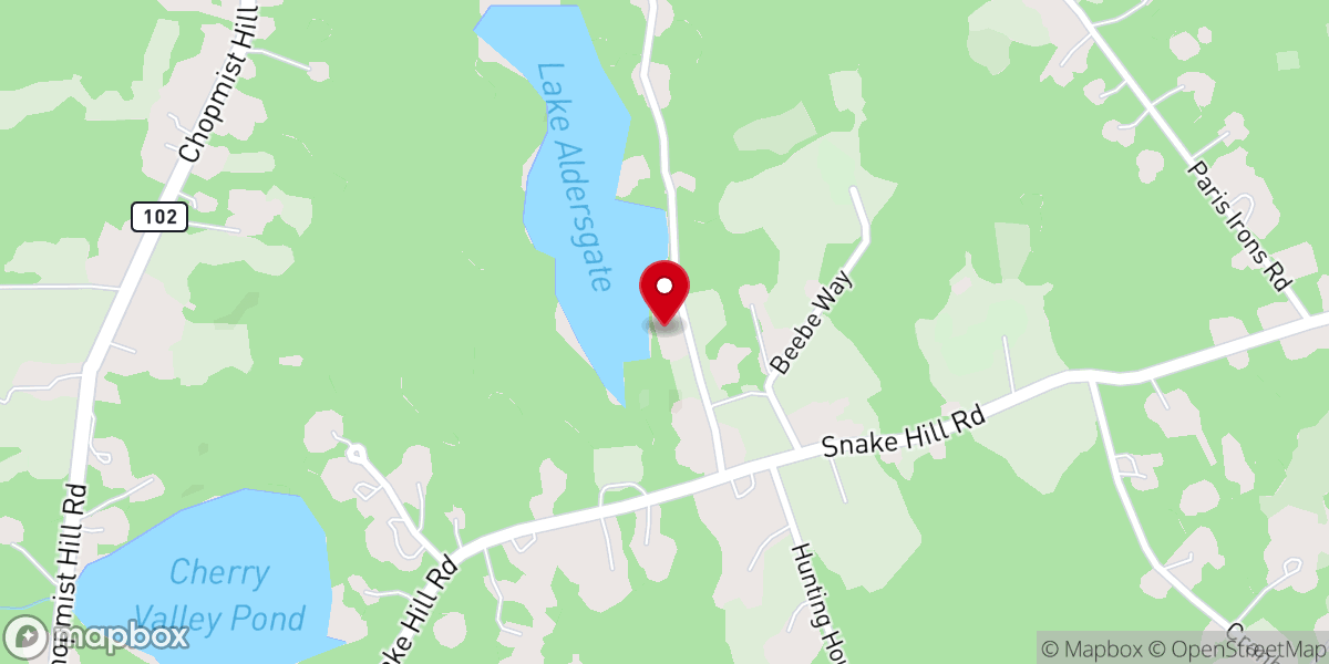 Map showing location of Aldersgate Camp & Retreat Center