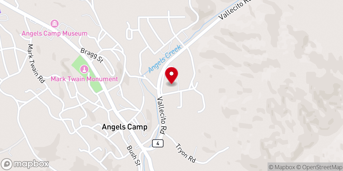 Map showing location of Angels Camp First Baptist Ch