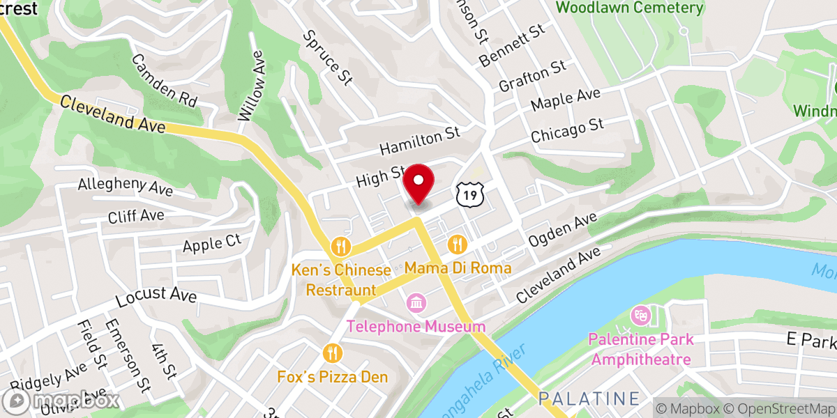 Map showing location of First Presbyterian Church