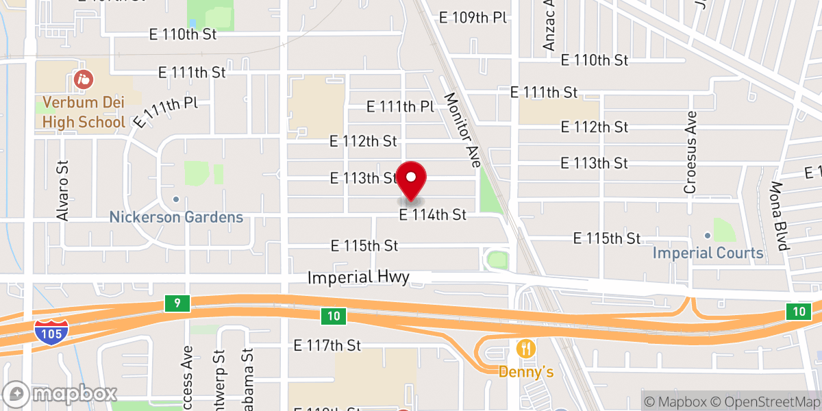 Map showing location of Macedonia Baptist Church of Los Angeles