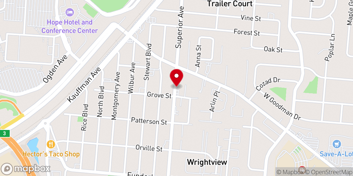 Map showing location of South Fairborn Baptist Church