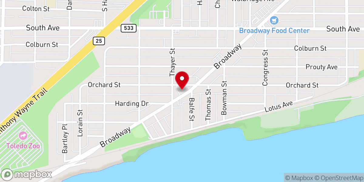 Map showing location of Toledo Apostolic Lighthouse Church