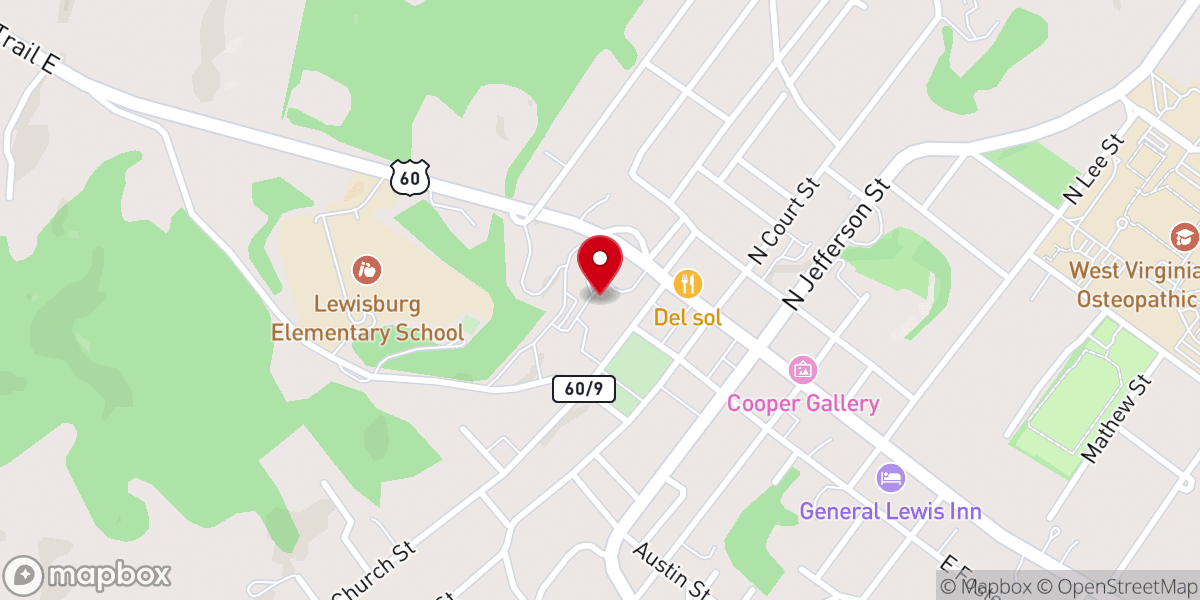 Map showing location of New River Community and Technical College (Greenbrier Valley Campus)