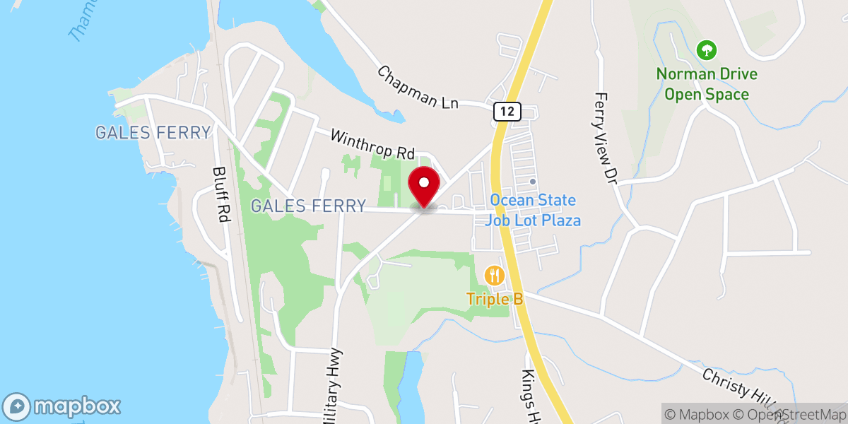 Map showing location of Gales Ferry