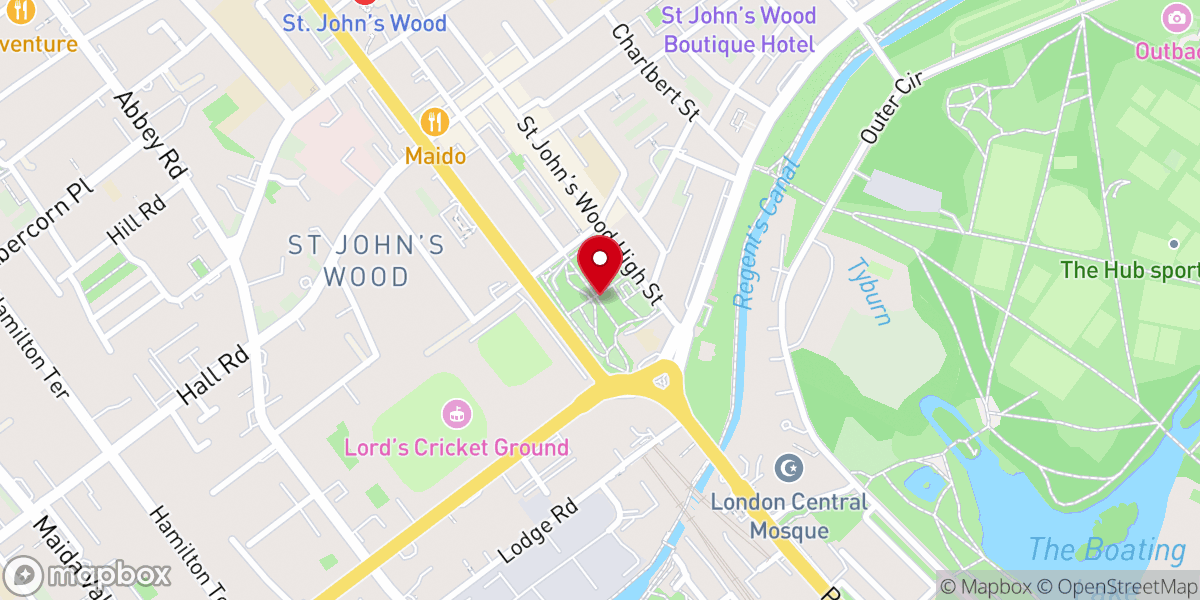 Map showing location of St John's Wood Church Gardens
