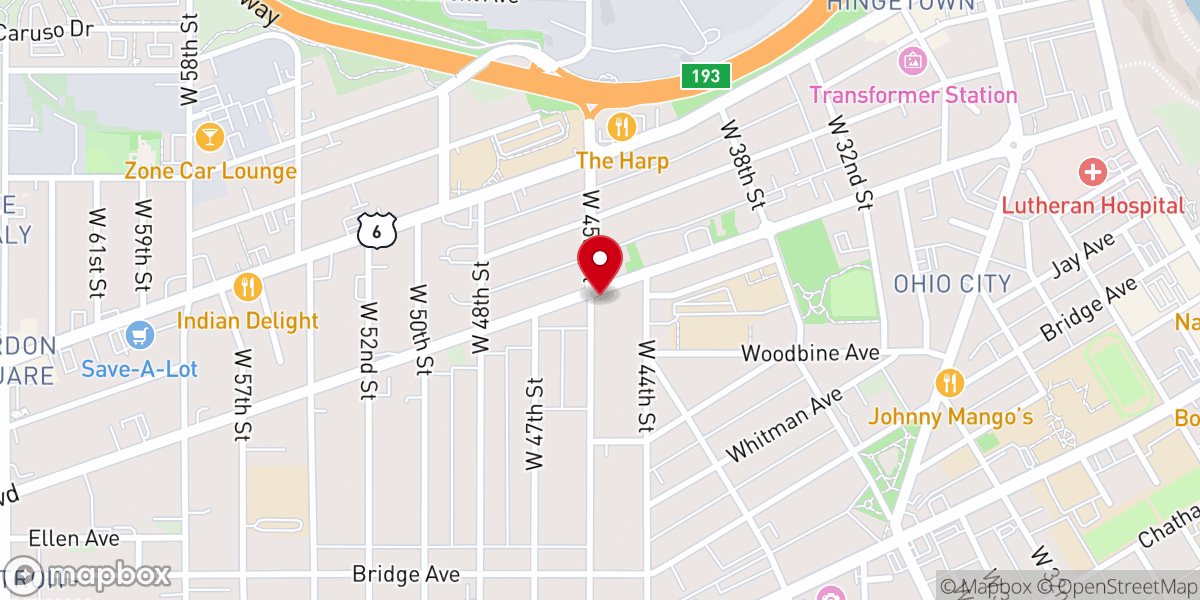 Map showing location of Franklin Circle Christian Church