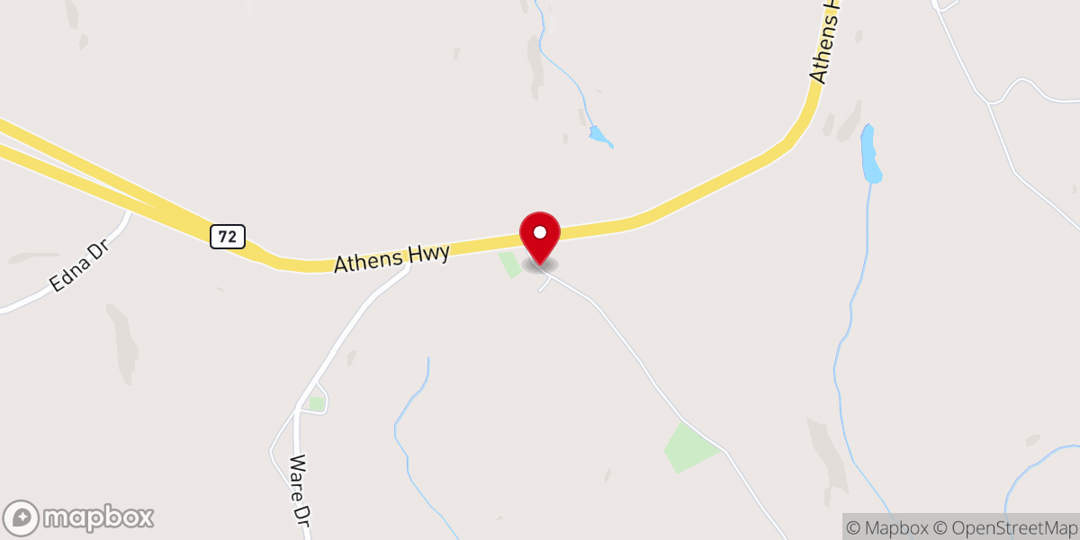 Map showing location of New Doves Creek Baptist Church