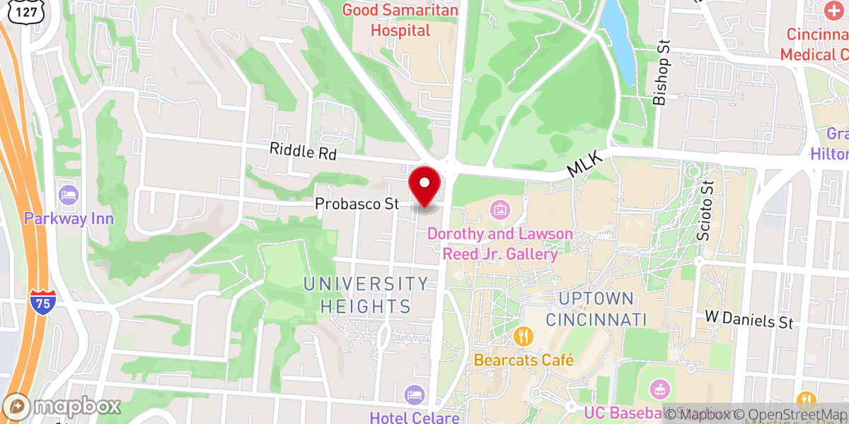 Map showing location of H2O Church Cincinnati