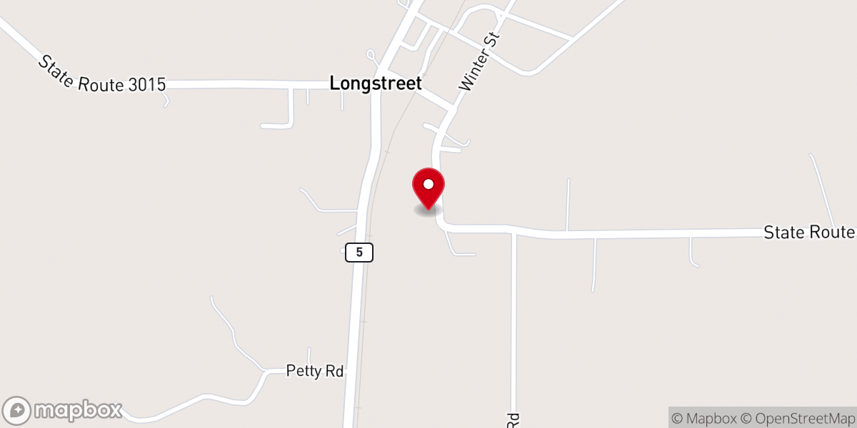 Map showing location of Longstreet Baptist Church