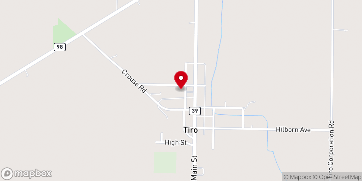 Map showing location of Tiro United Methodist Church