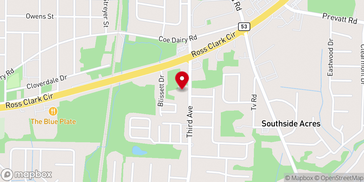 Map showing location of Victory Baptist Church