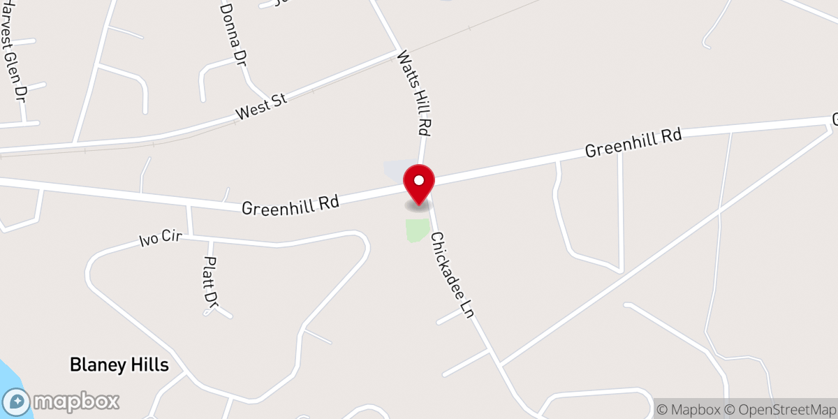 Map showing location of Green Hill Baptist Church