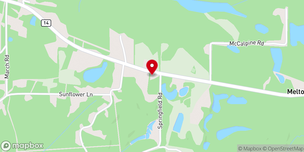 Map showing location of Springfield Baptist Church