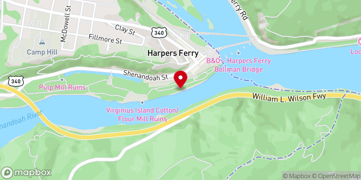 Map showing location of Original Site, Shenandoah River Bridge