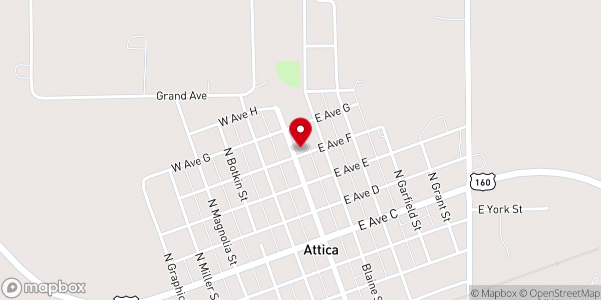 Map showing location of Attica United Methodist Church