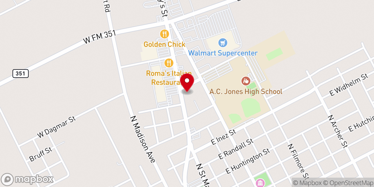 Map showing location of Beeville Steakhouse