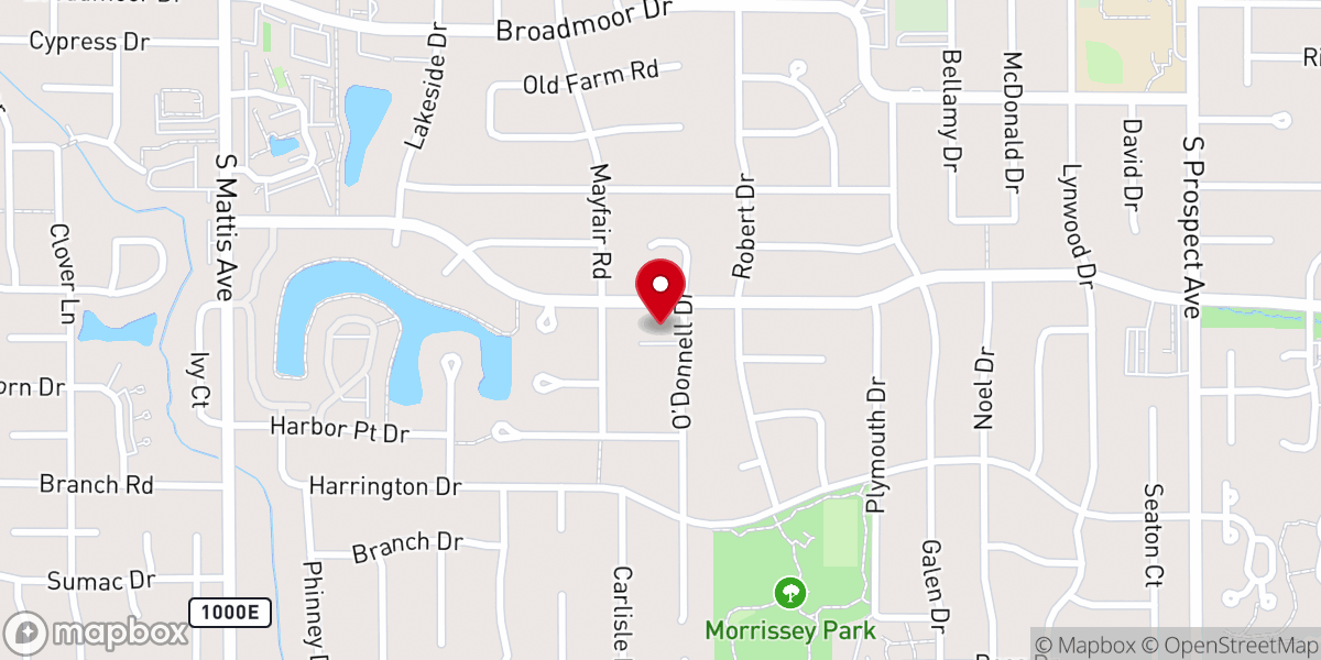 Map showing location of Champaign Apostolic Christian Church