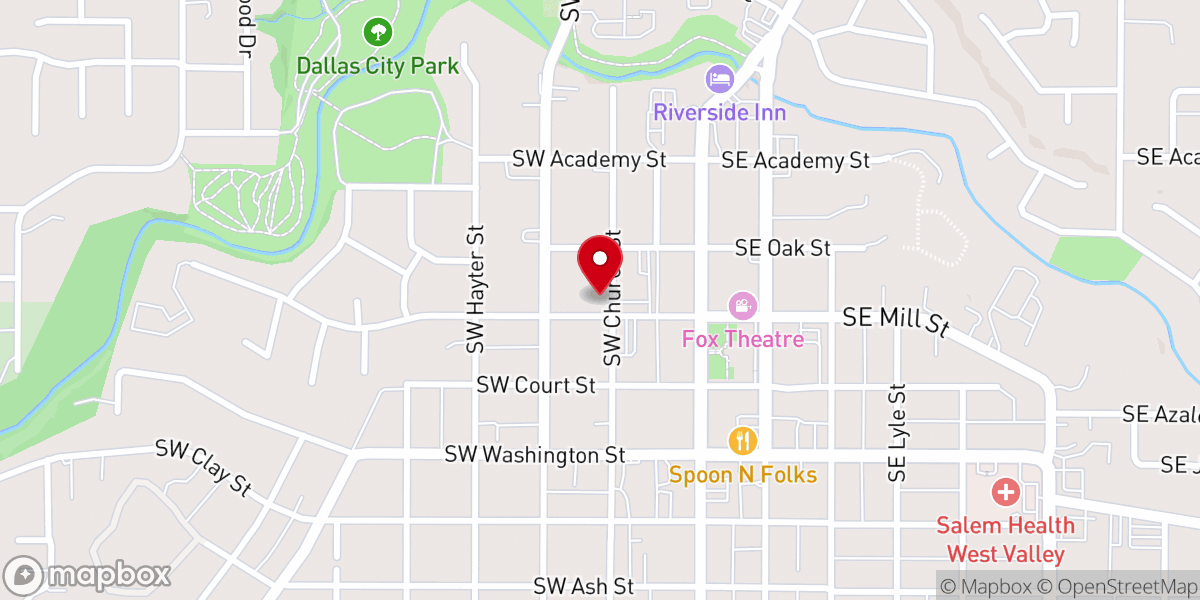 Map showing location of Dallas Evangelical Church