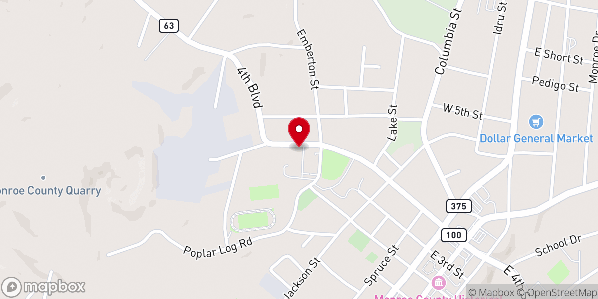 Map showing location of Old tompkinsville missionary baptist church