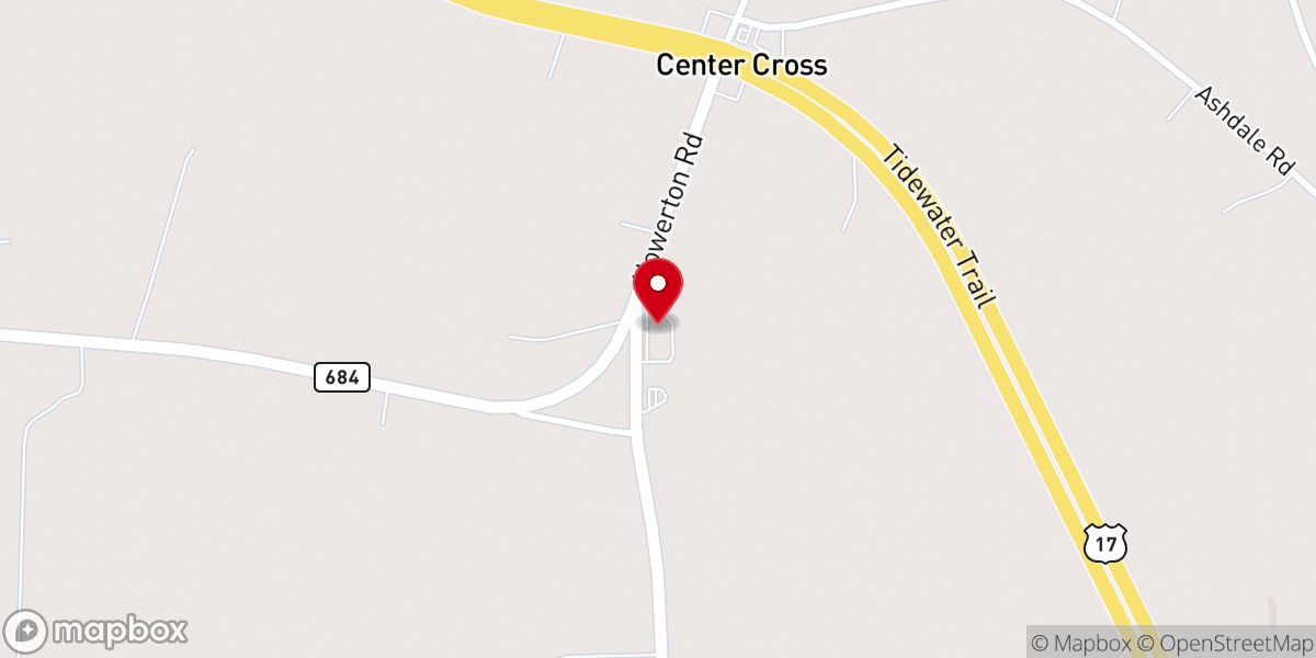 Map showing location of Center Cross Church of God