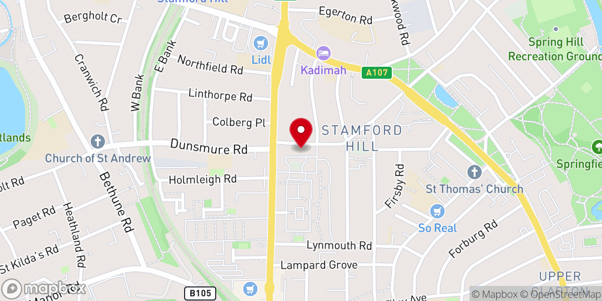 Map showing location of Stamford Hill United Reformed Church