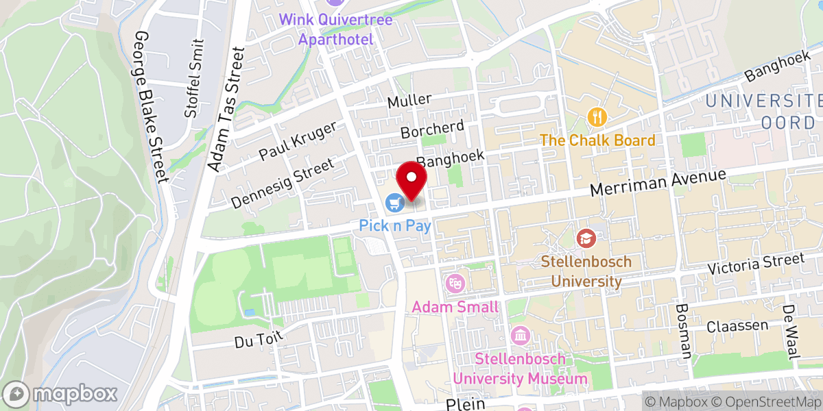 Map showing location of Stellenbosch Baptist Church