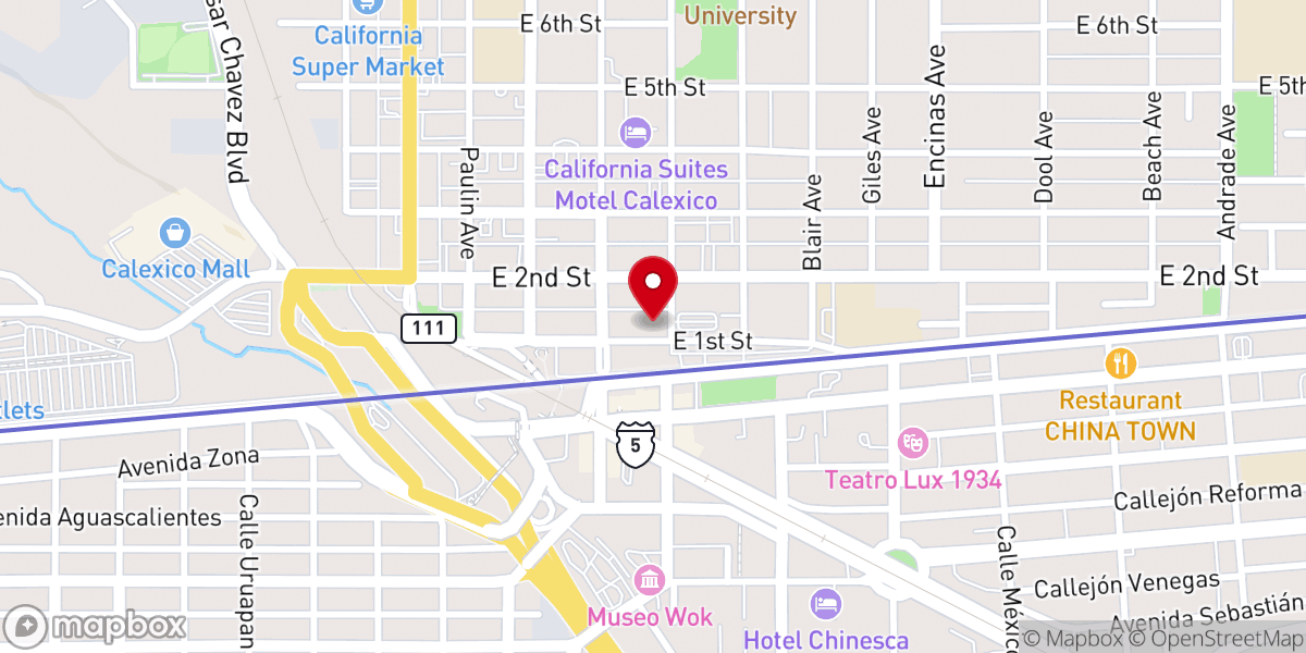Map showing location of Christ Community Church Calexico Campus
