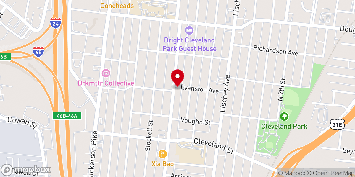 Map showing location of Russell Tabernacle Church
