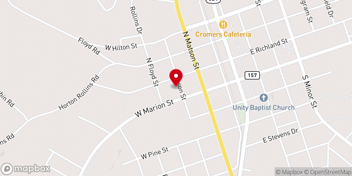 Map showing location of Clinton Church