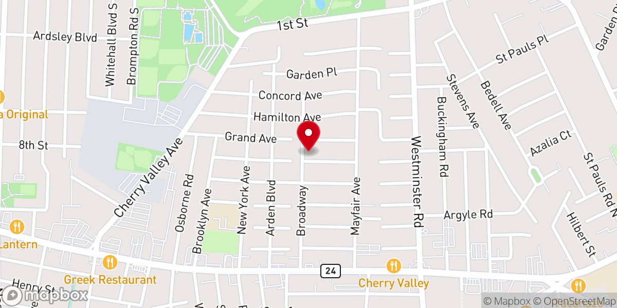 Map showing location of St. Thomas the Apostle Church