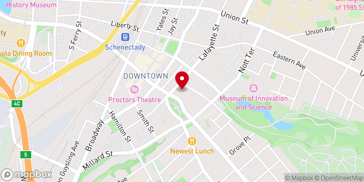Map showing location of First United Methodist Church of Schenectady