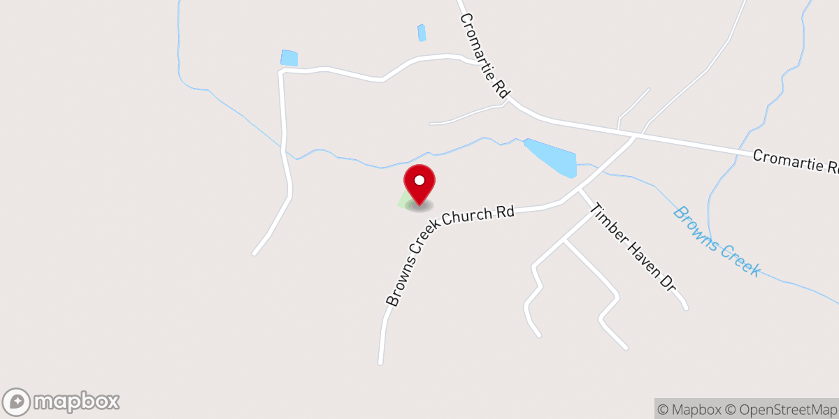 Map showing location of Browns Creek AME Zion Church