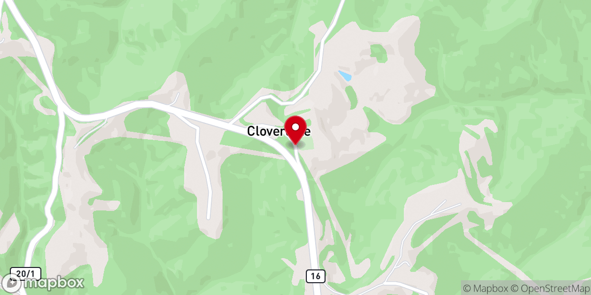 Map showing location of Cloverdale Church