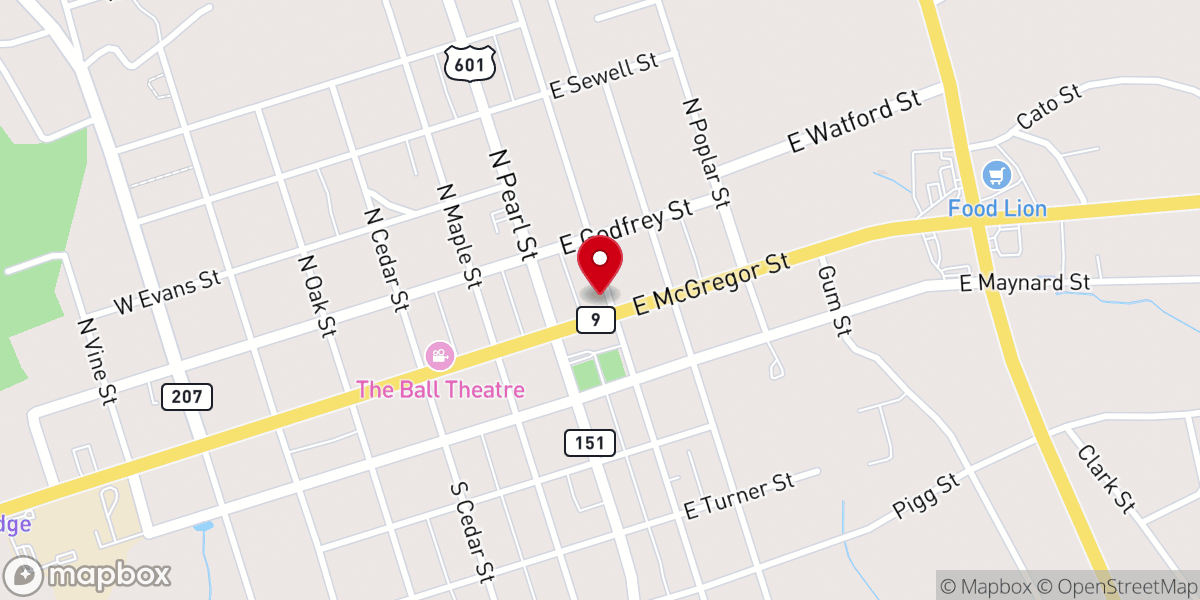 Map showing location of Pageland Fitness Center