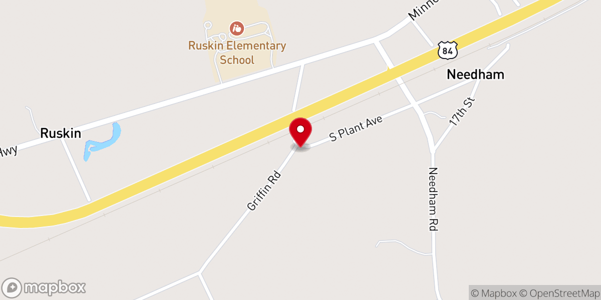 Map showing location of Old Ruskin Church