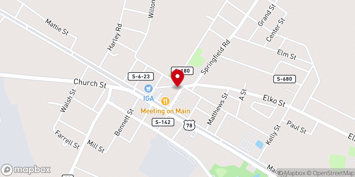 Map showing location of Williston Presbyterian Church
