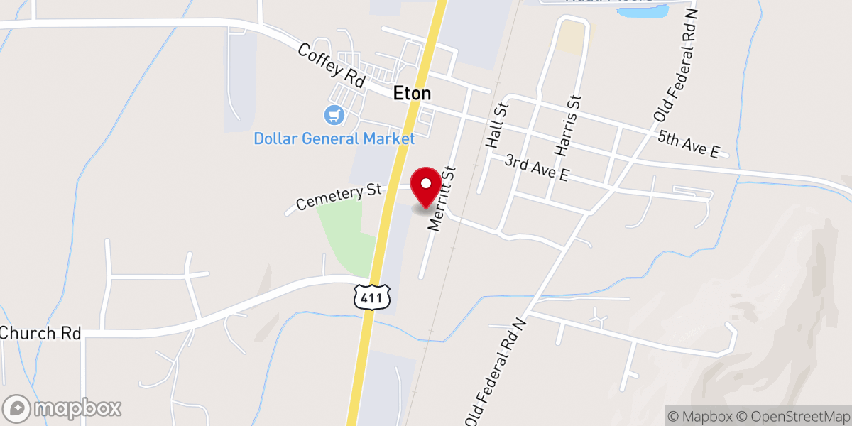 Map showing location of Eton Baptist Church