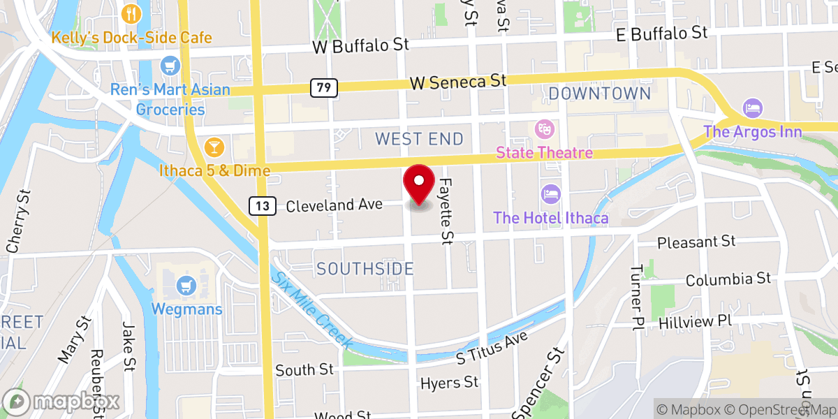 Map showing location of Christian Community Church Ithaca