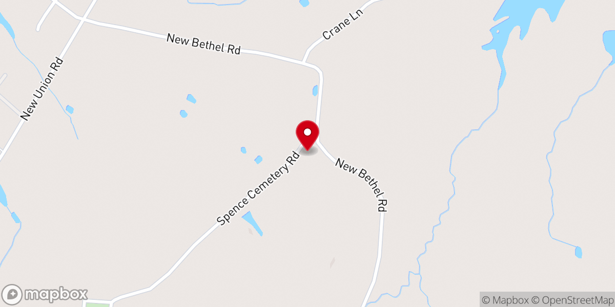 Map showing location of New Bethel Church