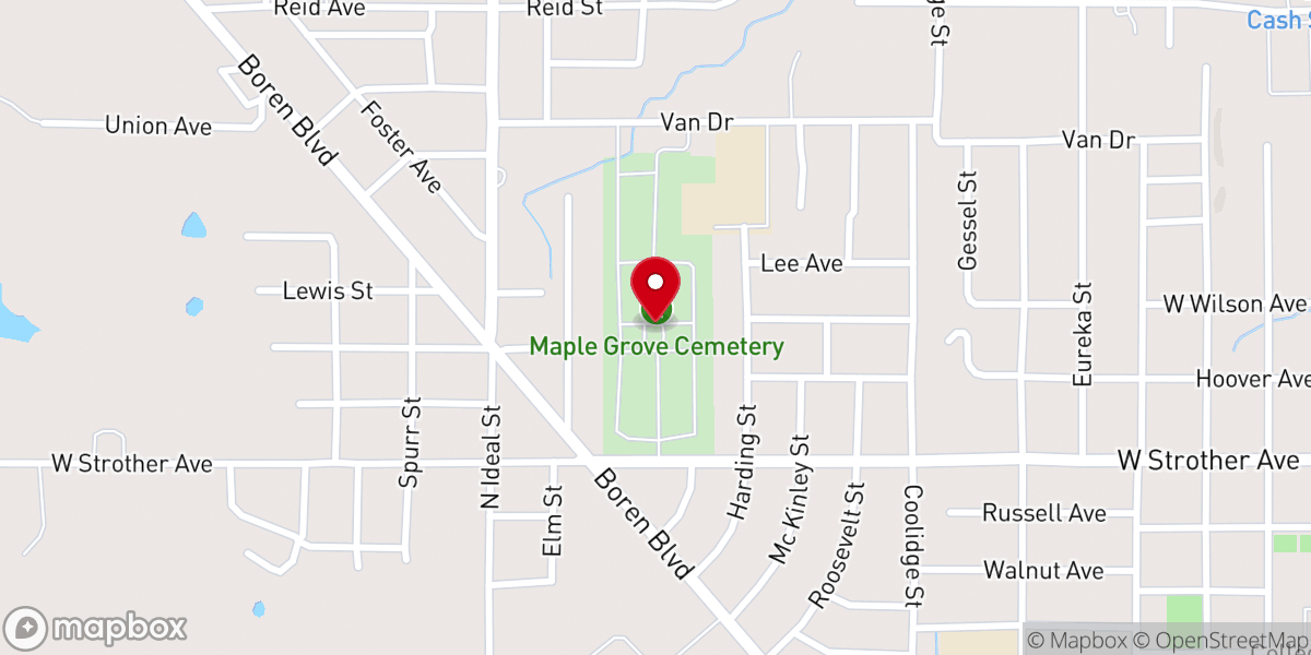Map showing location of Strother Memorial Chapel