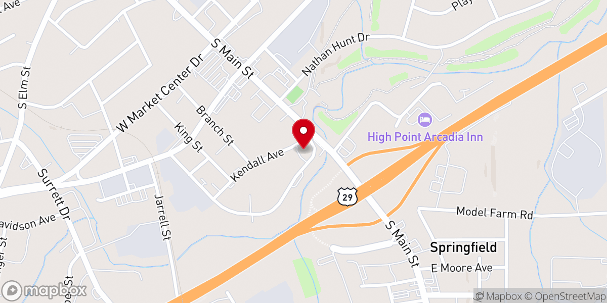 Map showing location of Redeeming Love Worship Center