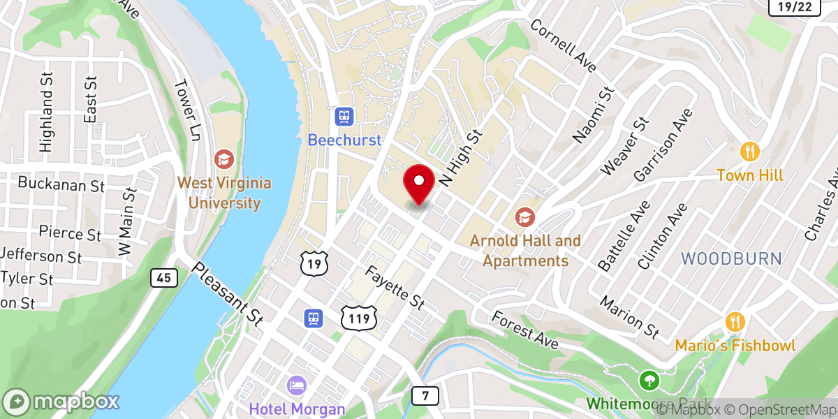 Map showing location of Iglesia de Dios Pentecostal MI de Morgantown WV