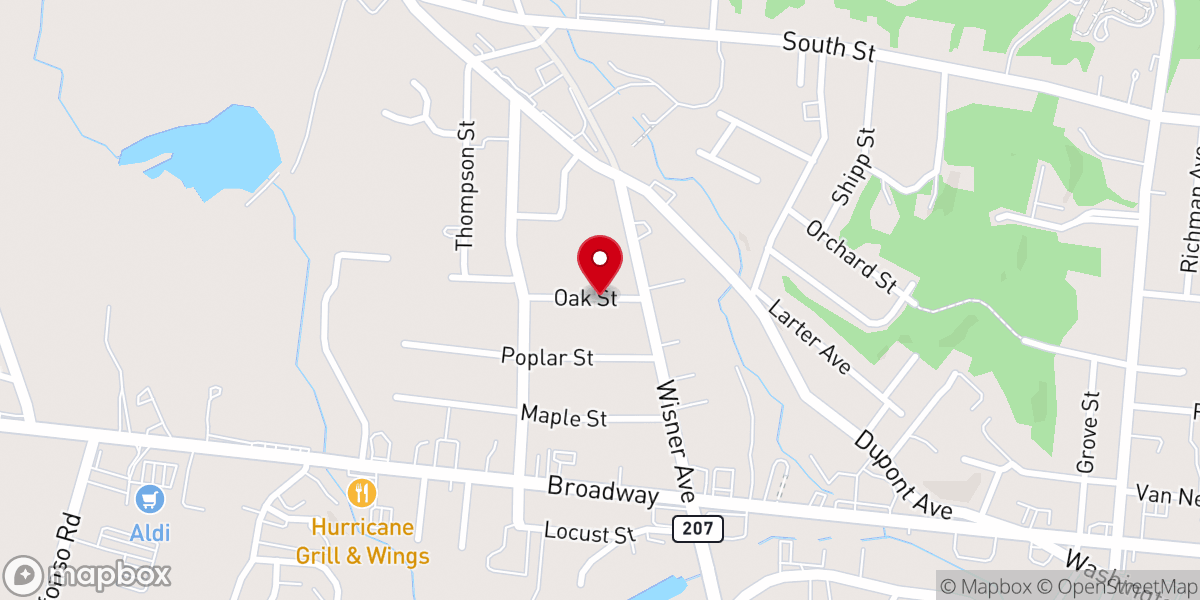 Map showing location of Oak Street Baptist Church