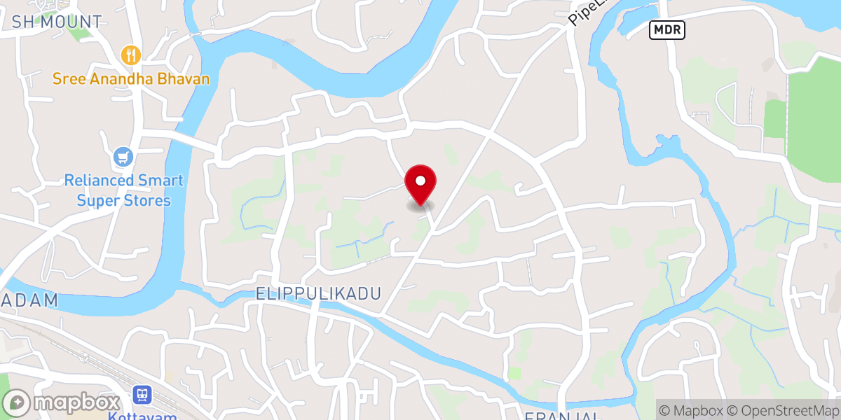 Map showing location of Holy Family Knanaya Catholic Church, East Nattassery