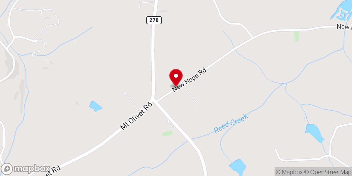 Map showing location of New Hope Baptist Church