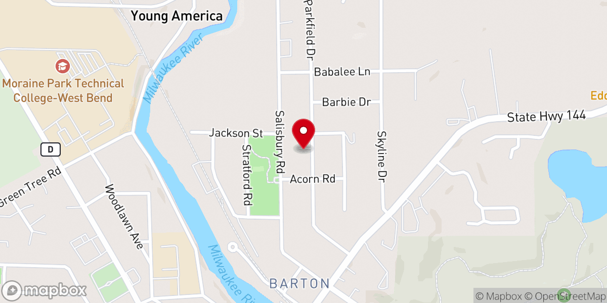 Map showing location of West Bend church of Christ